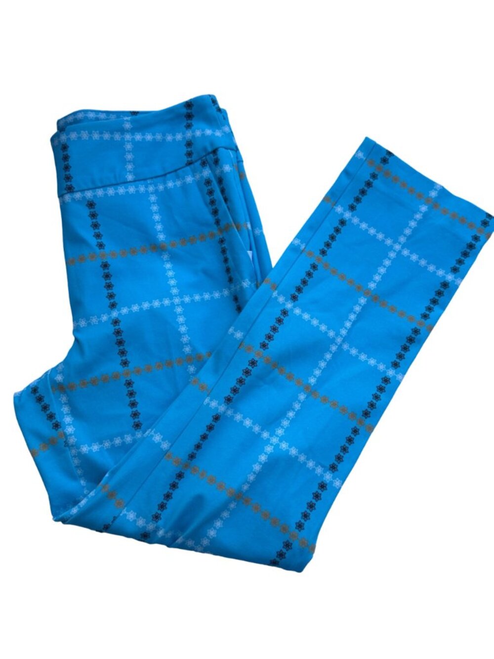 Inspired Style Ankle Pants Aqua Blue Check Size 10 Pockets Cotton Blend $124 NEW - Picture 10 of 16